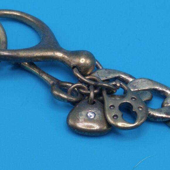 Fossil Distressed Rhinestone Necklace, Rivoli Clear Rhinestones, 18 Inches - Picture 10 of 15